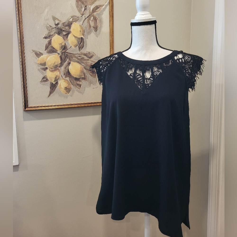 Truly Poppy- Black Lace Women's Top